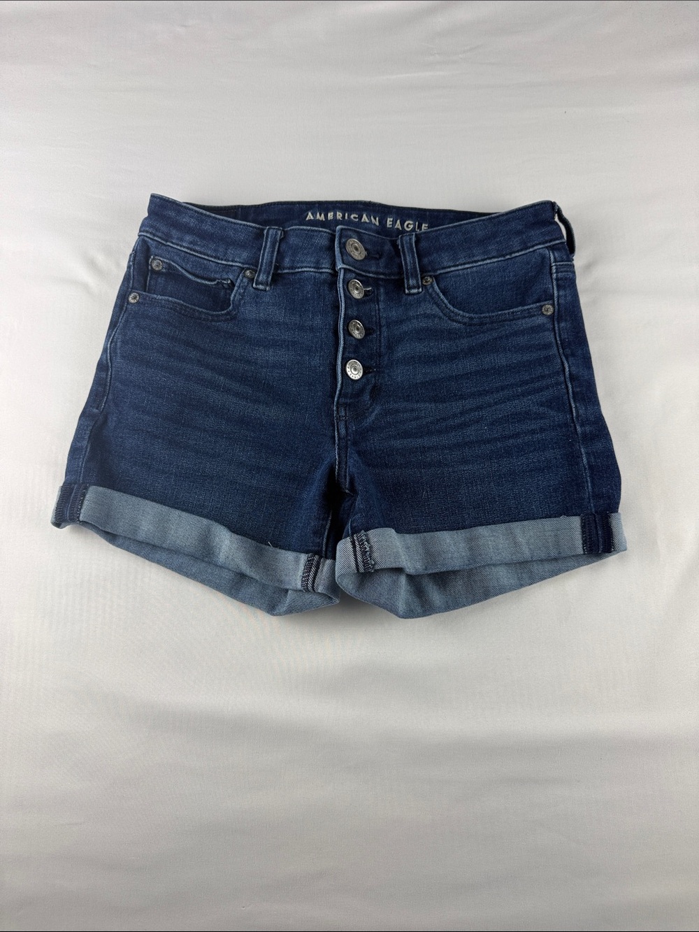 American Eagle The Dream Button Fly Rolled Cuff Denim Shorts Women's Size 6
